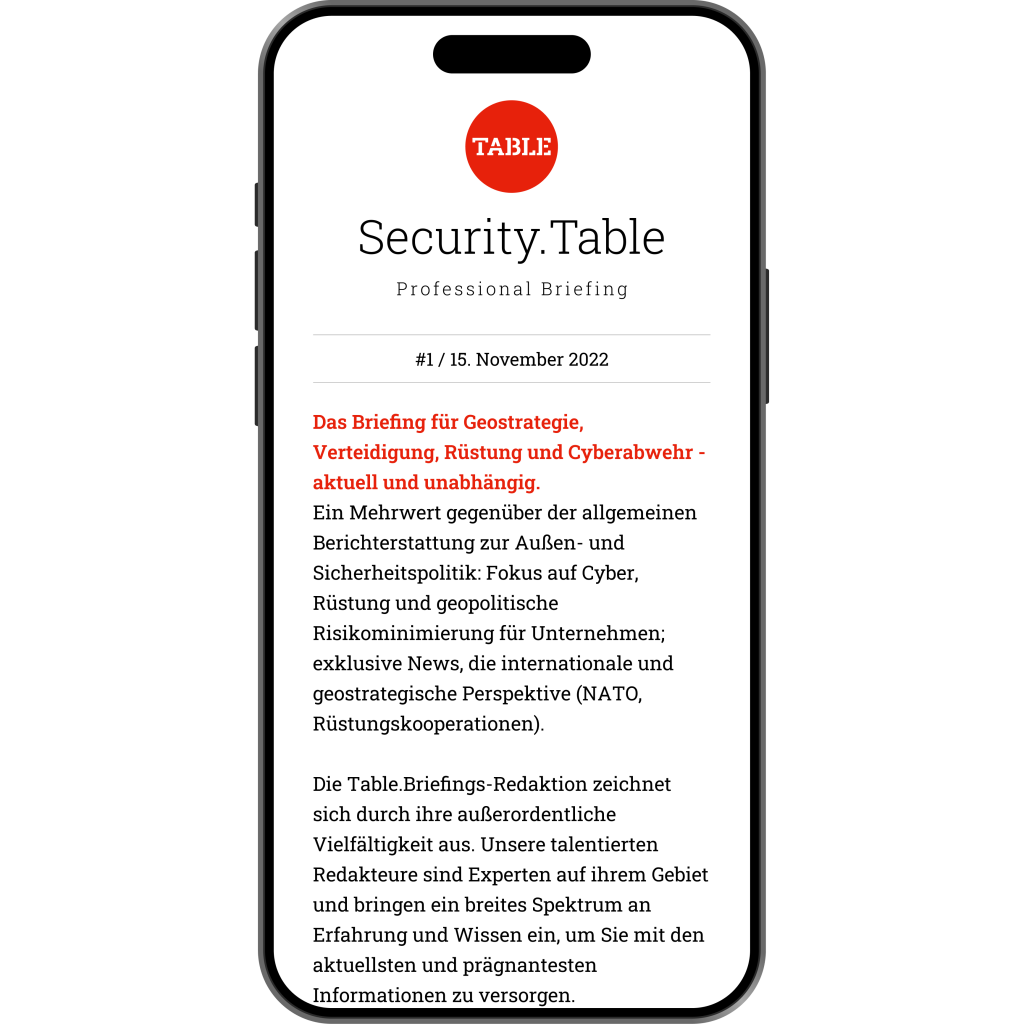 Security.Table I 30 Tage kostenlos testen • Table.Briefings